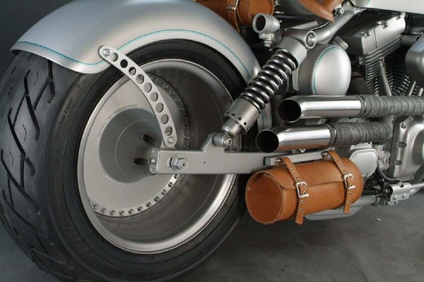 Frosted is a custom motorcycle based on a Harley Davidson Dyna.