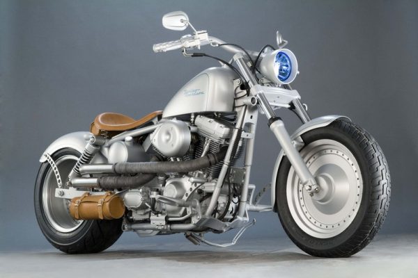 Frosted is a custom motorcycle based on a Harley Davidson Dyna.